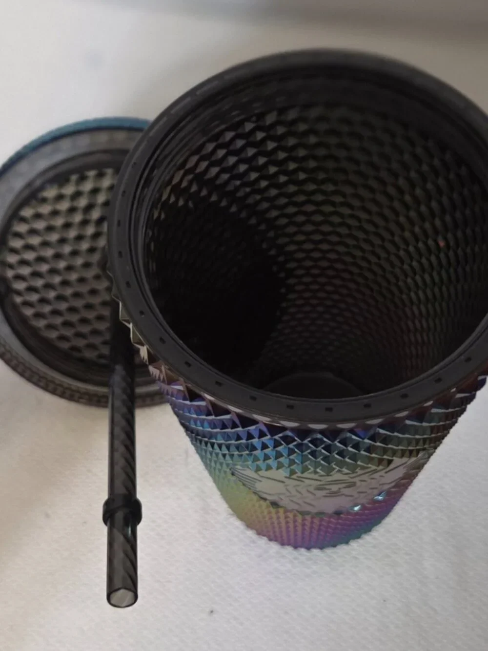 Starbucks Oil Slick Rainbow Studded Tumbler 16oz. Grande Cold Cup Ombre 2023